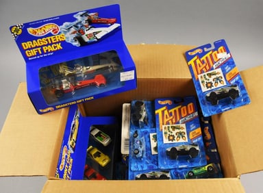 (28) 1990s Mattel Hot Wheels Funny Cars, Tattoo & More-NOS