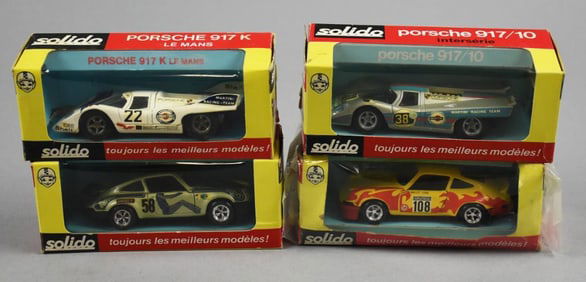 (4) Vintage Solido Porsche Assorted Die-Cast - MIB-NOS