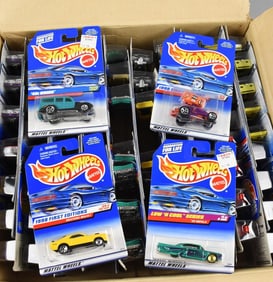 (80) 1990s Mattel Hot Wheels Factory Case, Blue Card-MOC-NOS