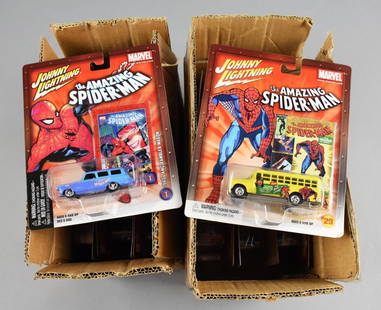 2003-04 Johnny Lighting Marvel Comics Factory Case-NOS: Lot is two 2003-04 Johnny Lighting Marvel Comics Factory Case-NOS. One case appears original, one case is for Hollywood on Wheels, but NO HOLLYWOOD ON WHEELS. Single owner collection from the largest