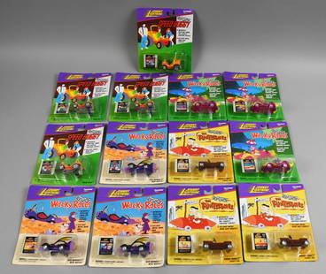 (13) 1998 Johnny Lightning Cartoon Network Die-Cast-MOC-NOS: Lot is 13 1998 Johnny Lightning Cartoon Network Die-Cast-MOC-NOS. Includes Scooby Doo Speed Buggy, Dick Dastardly Mean Machine, Barney Rubble Sports Car and Penelope Pitstop Compace Pussycat. Lot with