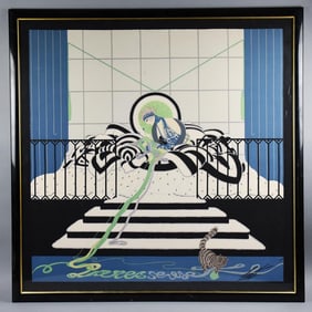 Erte (1892-1990) "Paresseuse" Silk Scarf, Framed