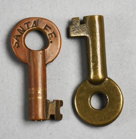 Antique Santa Fe & Detroit Brass Railroad Keys