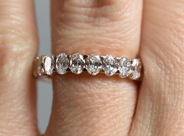 14k Diamond Oval & Baguette Eternity Ring Lab Grown
