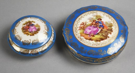 Vintage French Limoges La Seynie Porcelain Trinket Dish, Powder Jar