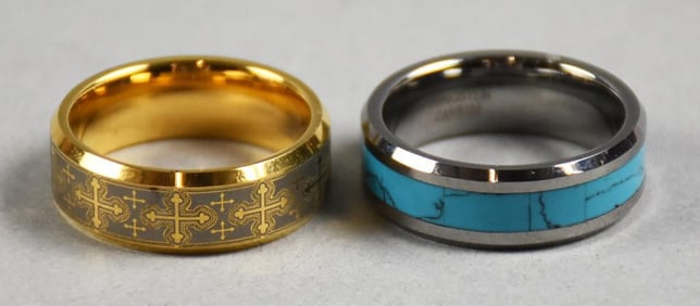 Pair Vintage Tungsten Carbide Men's Wedding Style Bands