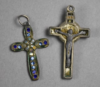 OLD Religious Holy Water Cross Pendants
