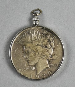1934 D Silver Peace Dollar Pendant