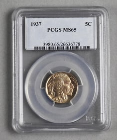 PCGS 1937 Buffalo Nickel Graded MS 65