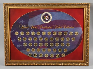 United States Presidential Dollar Collection Framed
