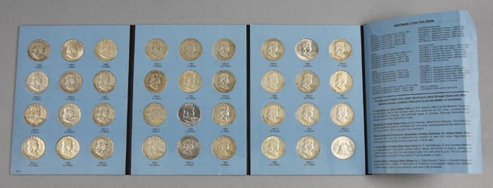 Franklin Half Dollar Collection 1948 to 1963 in Official Whitman Holder