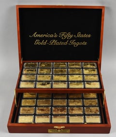 America's Fifty States Gold Plated Base Metal Ingots w/ Case