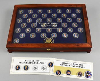 U.S. Presidential Dollar Coin Collection in Case-Enameled