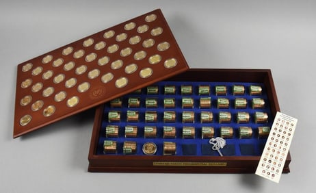 United States Presidential Dollar Coin Collection in Display Case