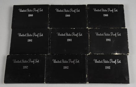 (9) 1980-82 United States Proof Sets