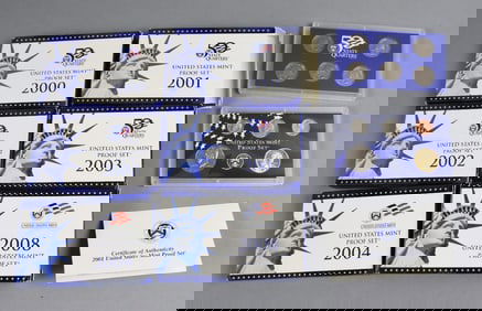 2000-04 U.S. Mint Proof Sets & 2008 State Quarters