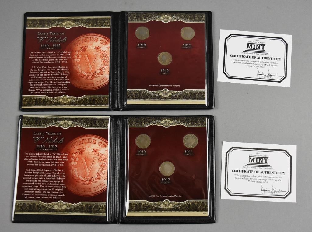 2009 The First Commemorative Mint 1910-12 V Liberty Head Nickels: Lot is two 2009 The First Commemorative Mint - 1910-12 Liberty Head Nickels.