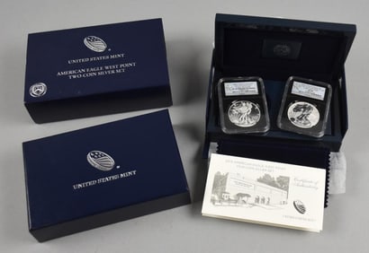 2013 West Point Silver Eagle Two-Coin Set Graded SP70 and PF70 by NGC