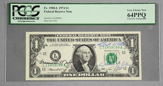 1908 L $1 Federal Reserve Note Courtesy Autographs 64PPQ