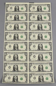 (16) 1999 $1 One Dollar Star Notes, Uncut Sheet
