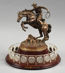 Danbury Mint Cowboy Sculpture & 20 Liberty Head Nickels