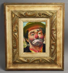 William Persona Clown Oil on Board Sad Willie