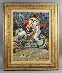 William Persona Oil on Canvas, Happy Clown