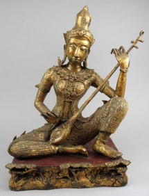 Vintage Sitting Shiva Bronzed Cast Iron Sculpture