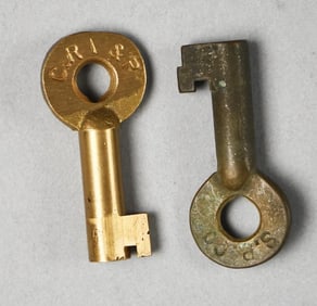 Antique Adeleke Adams & Westlake Brass Railroad Keys