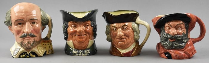 (4) Royal Doulton Toby Jugs, Shakespeare, Brown & More