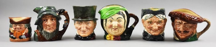 (6) Royal Doulton Toby Jugs, Granny, Peel and More