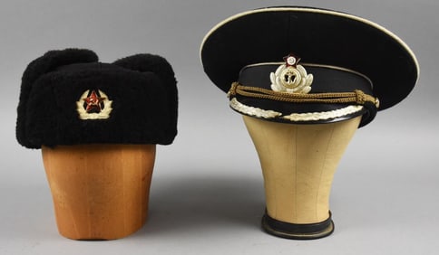 Vintage Soviet Union Navy Officers Hat & Winter Hat