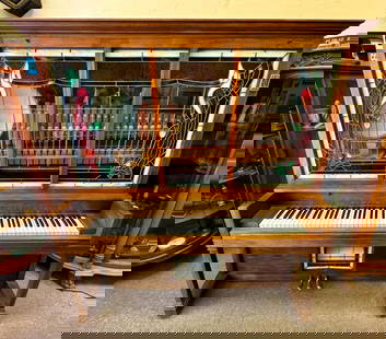 c1920 Marshall & Wendell AMPICO Reproducing Piano-WORKS!: This is a fantastic AMPICO (American Piano Company) reproducing piano from Marshall & Wendell, Albany, NY, serial number 64216 dating it from the early 1920s. Wood appears mahogany, with glass door fr