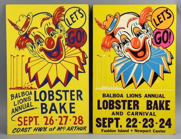 Vintage Balboa Lions Annual Lobster Bake Posters-California