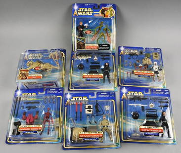 (7) 2002 Hasbro Star Wars ESB Accessory Sets PLUS-MIP-NOS: Lot is seven 2002 Hasbro Star Wars Empire Strikes Back Accessory Sets PLUS-MIP-NOS. Includes Nexu, Anakin Skywalker, Arena Conflict Accessory Set, Hot Survival Accessory Set, Endor Victory Accessory S