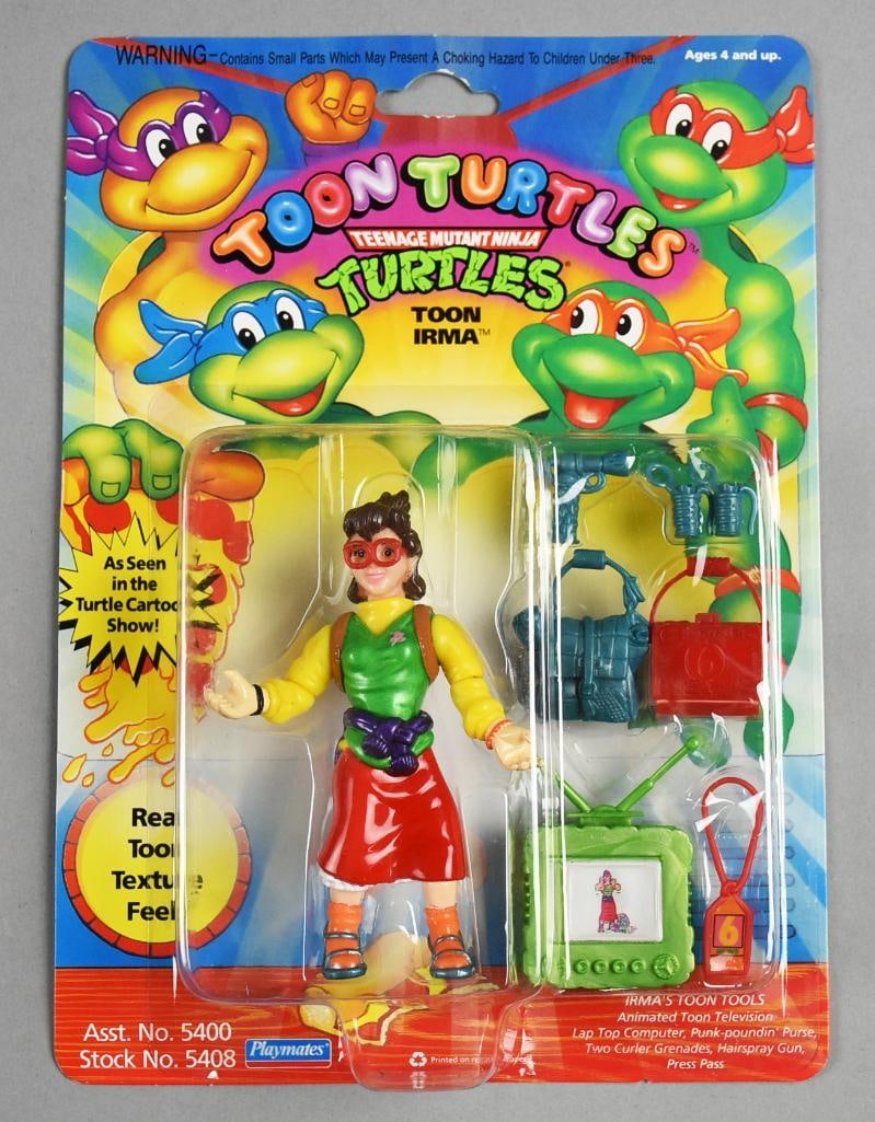 1992 Playmates TMNT Toon Turtles Irma MOC-NOS: Lot is a 1992 Playmates Teen Age Mutant Ninja Turtles Toon Turtles Irma MOC NOS. Single owner collection from the largest toy collector on the West Coast. Great Item.