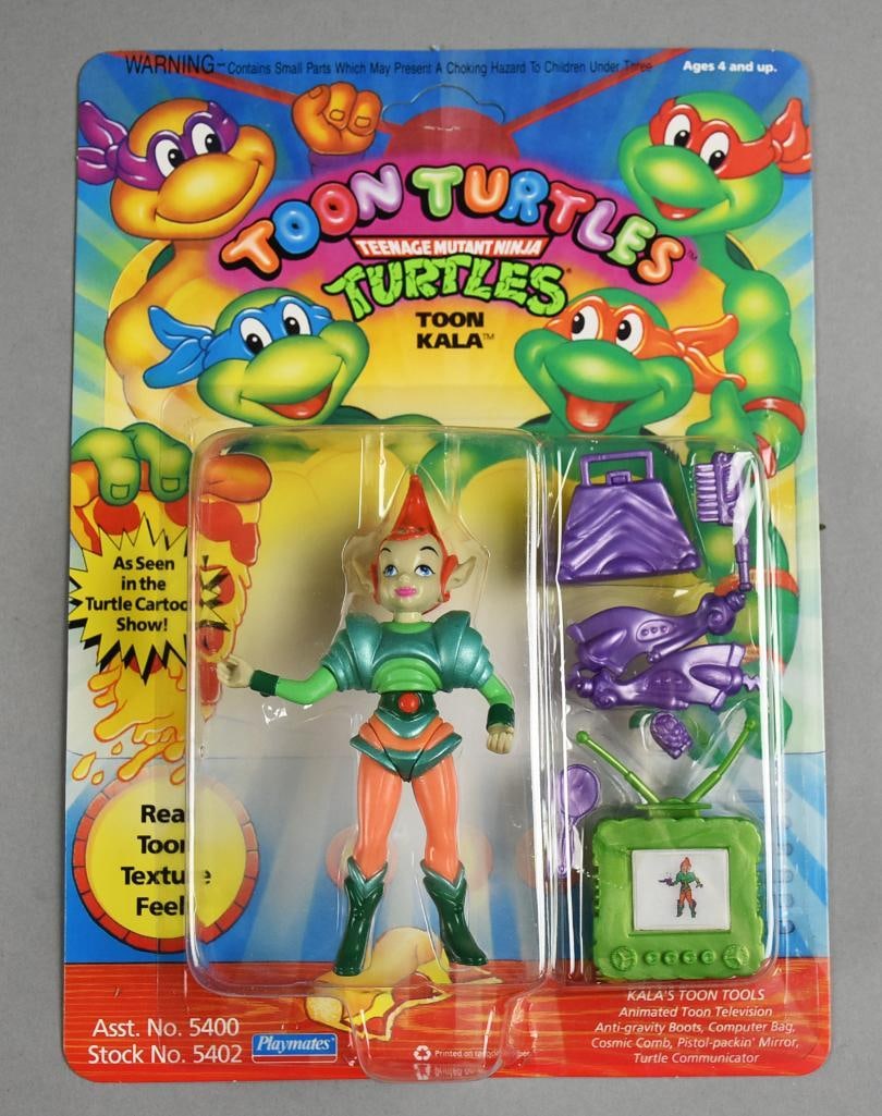 1992 Playmates TMNT Toon Turtles Kala-Unpunched-MOC-NOS: Lot is a 1992 Playmates Teenage Mutant Ninja Turtles Toon Turtles Kala Unpunched-MOC-NOS. Single owner collection from the largest toy collector on the West Coast.