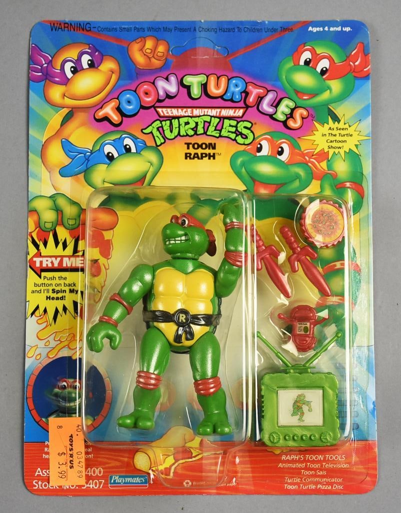 1992 Playmates TMNT Toon Turtles Ralph-Unpunched-MOC-NOS: Lot is a 1992 Playmates Teenage Mutant Ninja Turtles Toon Turtles Ralph Unpunched-MOC-NOS. Single owner collection from the largest toy collector on the West Coast.