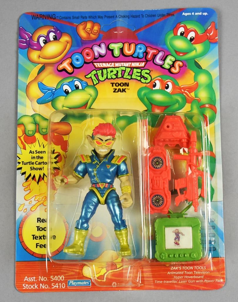 1992 Playmates TMNT Toon Turtles Zak Unpunched-MOC-NOS: Lot is a 1992 Playmates Teenage Mutant Ninja Turtles Toon Turtles Zak Unpunched-MOC-NOS. Single owner collection from the largest toy collector on the West Coast.