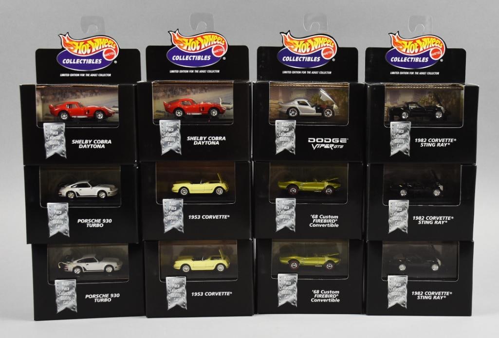 1998 Mattel Hot Wheels 20288-999 BA1 Original Factory Case-NOS: Lot is a 1998 Mattel Hot Wheels Black Box appears to be 12 20288-999 BA1Original Factory Case-NOS. Includes Porsche, Shelby Cobra, Corvette, Firebird, Dodge and Corvette Stingray. Lot with duplicates.