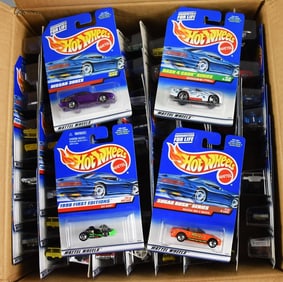 (72) 1990s Mattel Hot Wheels Asst. Factory Case MOC-NOS