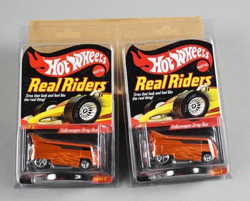 (2) 2006 Mattel Hot Wheels Real Riders Drag Busses -LE-MOC-NOS