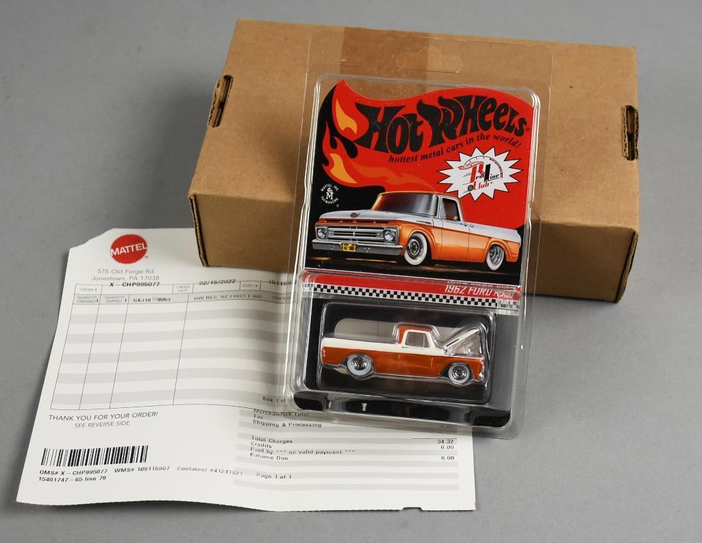 2021 Mattel Hot Wheels 1962 Ford F100 15185/25000 MOC-NOS: Lot is a 2021 Mattel Hot Wheels 1962 Ford F100 15185/25000-MOC-NOS. Single owner collection from the largest toy collector on the West Coast.