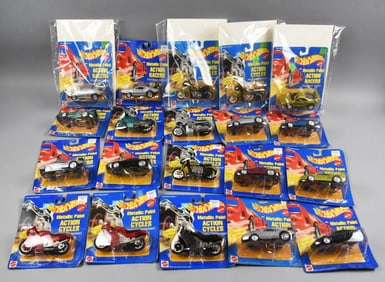 (20) 1990s Mattel Hot Wheels Metallic Paint Racers Cycles NOS