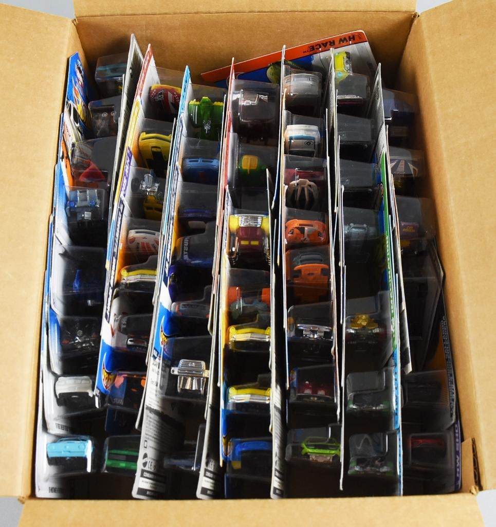 (107) 2000s Hot Wheels Assorted Die-Cast- MOC-NOS: Lot is 107 2000s Mattel Hot Wheels Assorted Die-Cast- MOC-NOS. Unsorted, may contain duplicates. Single owner collection from the largest toy collector on the West Coast.