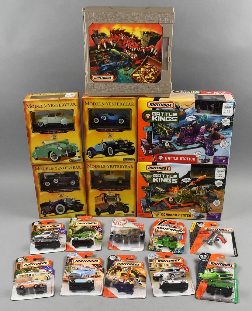 (17) 2000s Matchbox Die-Casts and Play Sets MIP-NOS: Lot is 17 2000s Matchbox Die-Casts and Play Sets MIP-NOS. Includes a Dragon Shield Castle, Battle Kings-Battle Station and Command Center, Models of Yesteryear and more. Single owner collection from t