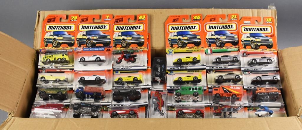 (120) 1990s Mattel Matchbox Basic Assortment - MOC-NOS: Lot is 120 pc. 1990s Mattel Matchbox basic assortment - MOC-NOS. Unsorted, may contain duplicates. Single owner collection from the largest toy collector on the West Coast.