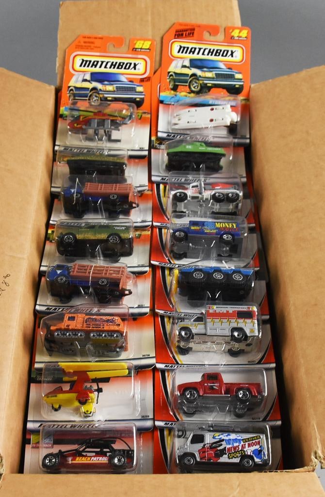 (122) 1990s-00s Mattel Matchbox Basic Assortment-MOC-NOS: Lot is 122 1990s-00s Mattel Matchbox Basic Assortment MOC-NOS. Unsorted, may contain duplicates. Single owner collection from the largest toy collector on the West Coast.