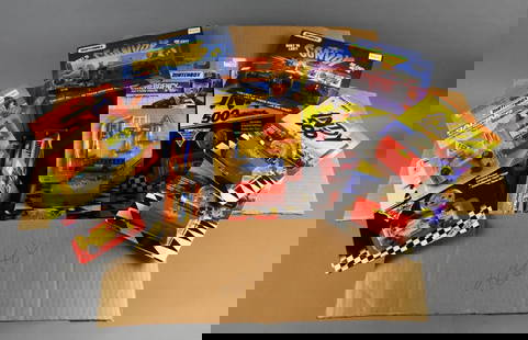 (38) 1990s Matchbox Tyco Assorted Play Sets - MIP-NOS: Lot is 38 1990s Matchbox Tyco Assorted Play Sets - MOC-NOS. Includes Police Sets, Tow Trucks, Indy Cars Convoy and others. List unverified. Single owner collection from the largest toy collector on th
