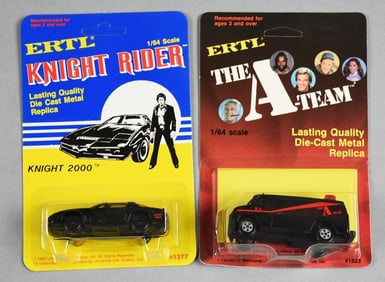 1982-83 Ertl Knight Rider Knight 2000 & A-Team Van-MIP-NOS